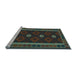 Sideview of Machine Washable Oriental Light Blue Traditional Rug, wshcon1602lblu