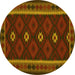 Round Oriental Yellow Traditional Rug, con1602yw