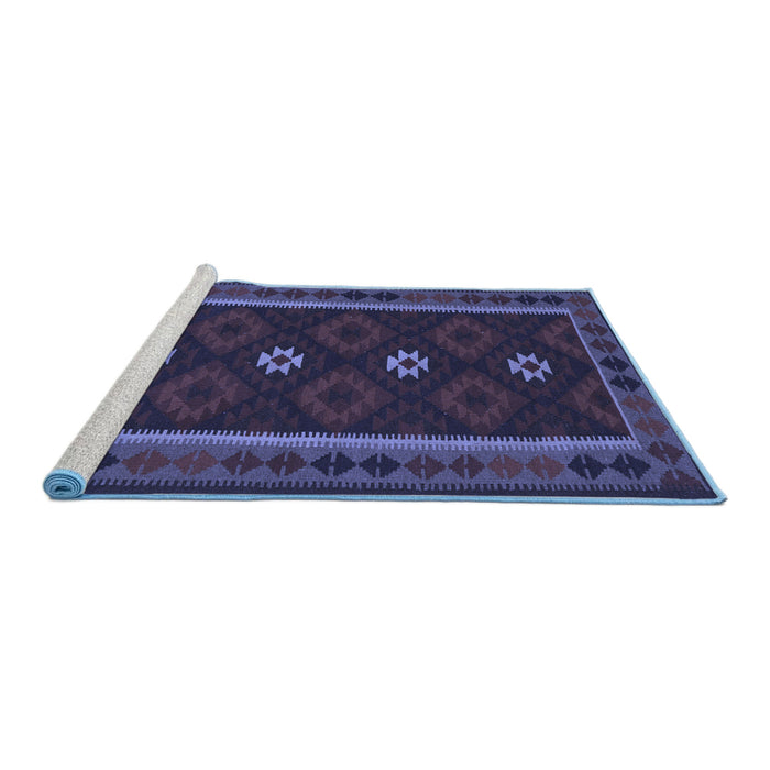 Sideview of Machine Washable Oriental Blue Traditional Rug, wshcon1602blu