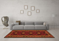 Machine Washable Oriental Orange Traditional Rug, wshcon1602org