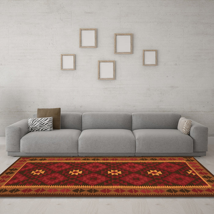 Machine Washable Oriental Orange Traditional Area Rugs in a Living Room, wshcon1602org