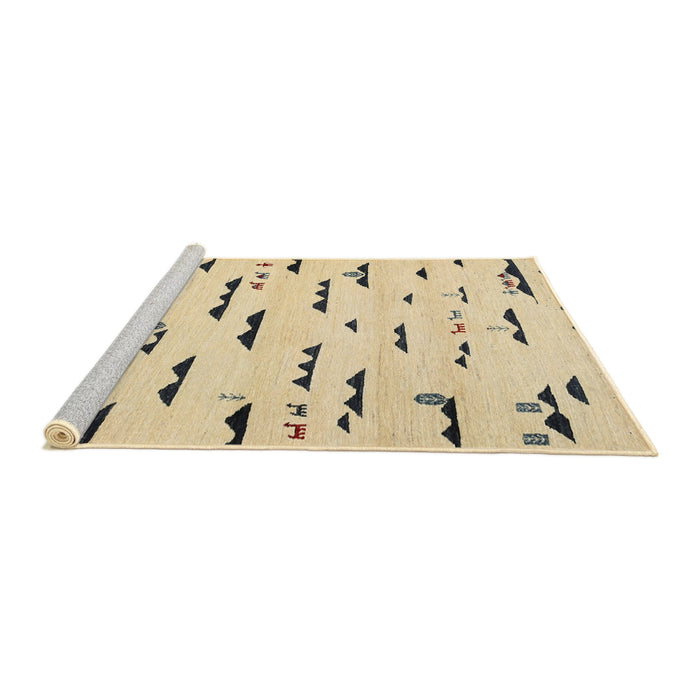 Serging Thickness of Machine Washable Contemporary Sun Yellow Rug, wshcon1603