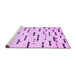 Sideview of Machine Washable Solid Purple Modern Area Rugs, wshcon1603pur