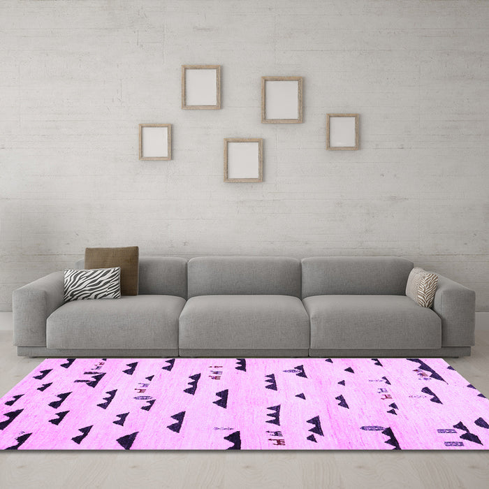Machine Washable Solid Purple Modern Area Rugs in a Living Room, wshcon1603pur