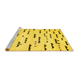 Sideview of Machine Washable Solid Yellow Modern Rug, wshcon1603yw