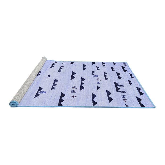 Sideview of Machine Washable Solid Blue Modern Rug, wshcon1603blu