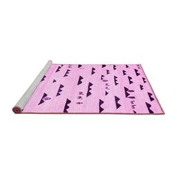 Sideview of Machine Washable Solid Pink Modern Rug, wshcon1603pnk