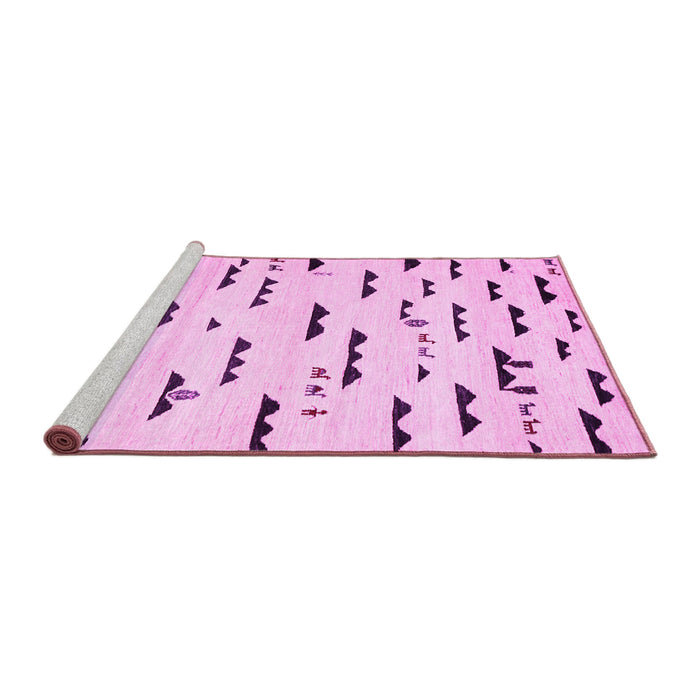 Sideview of Machine Washable Solid Pink Modern Rug, wshcon1603pnk