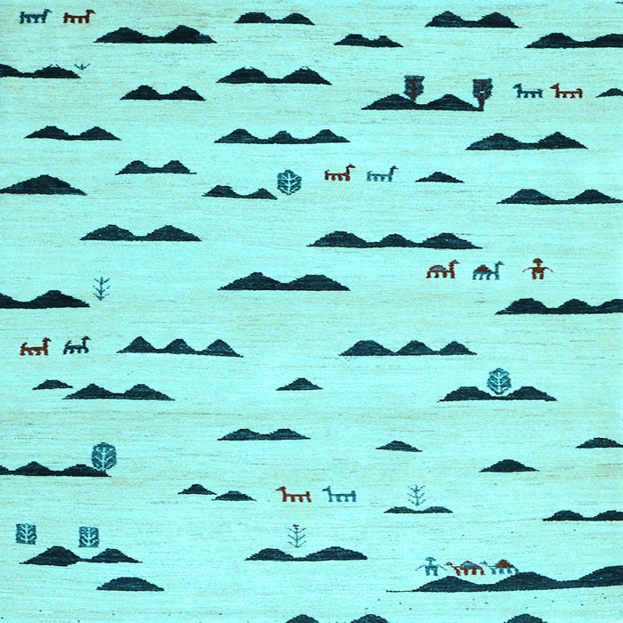 Square Machine Washable Solid Light Blue Modern Rug, wshcon1603lblu