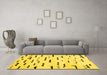 Machine Washable Solid Yellow Modern Rug in a Living Room, wshcon1603yw