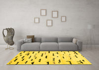 Machine Washable Solid Yellow Modern Rug, wshcon1603yw