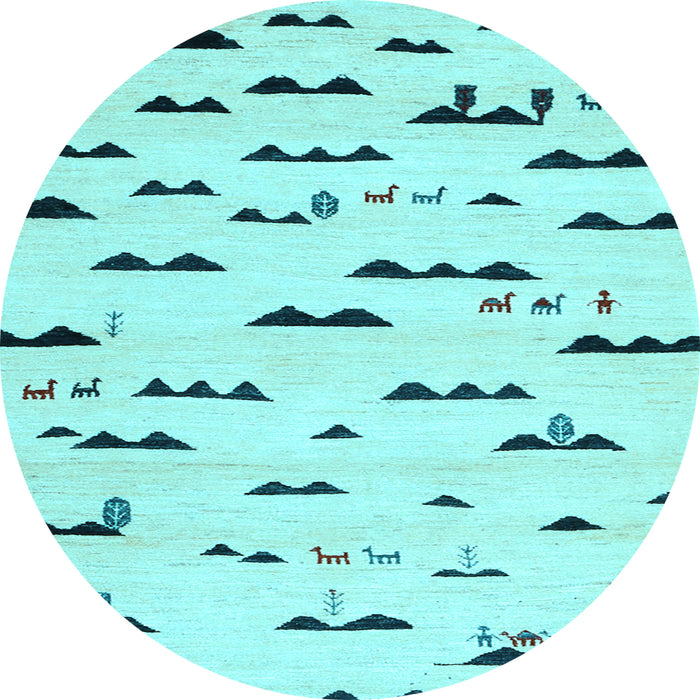 Round Machine Washable Solid Light Blue Modern Rug, wshcon1603lblu