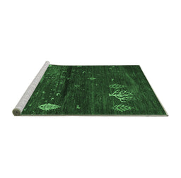 Sideview of Machine Washable Abstract Emerald Green Contemporary Area Rugs, wshcon1604emgrn
