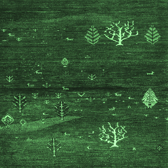 Square Machine Washable Abstract Emerald Green Contemporary Area Rugs, wshcon1604emgrn