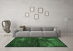 Machine Washable Abstract Emerald Green Contemporary Area Rugs in a Living Room,, wshcon1604emgrn