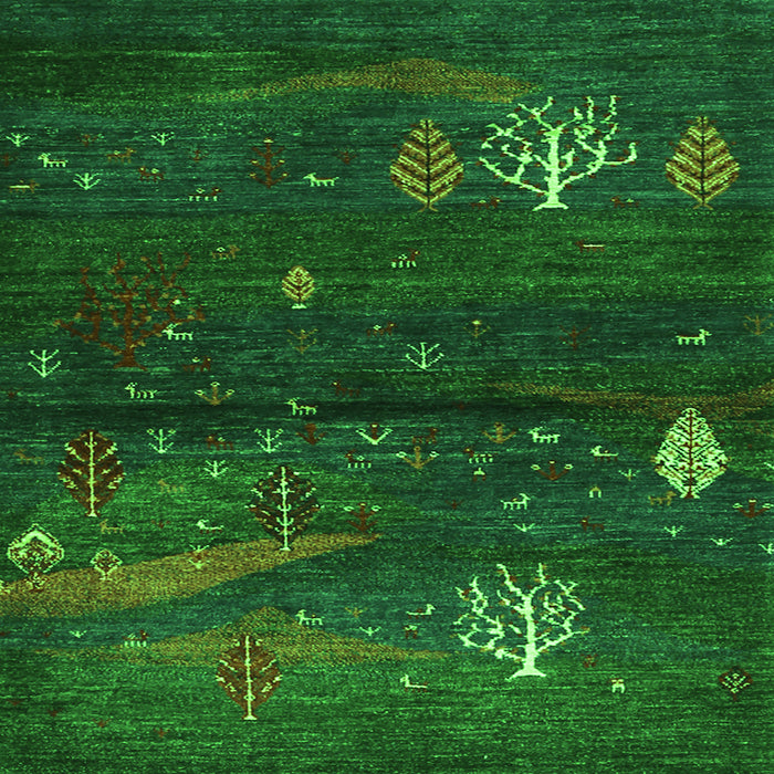 Serging Thickness of Abstract Green Contemporary Rug, con1604grn