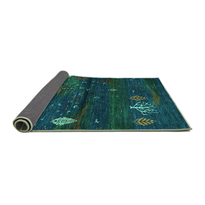 Sideview of Abstract Turquoise Contemporary Rug, con1604turq