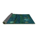 Sideview of Abstract Turquoise Contemporary Rug, con1604turq