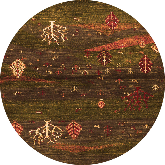 Square Abstract Orange Contemporary Rug, con1604org
