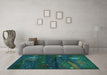 Machine Washable Abstract Turquoise Contemporary Area Rugs in a Living Room,, wshcon1604turq