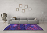 Machine Washable Abstract Purple Contemporary Rug, wshcon1604pur