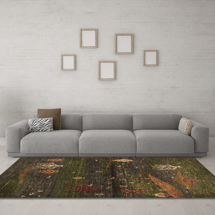 Machine Washable Abstract Brown Contemporary Rug in a Living Room,, wshcon1604brn