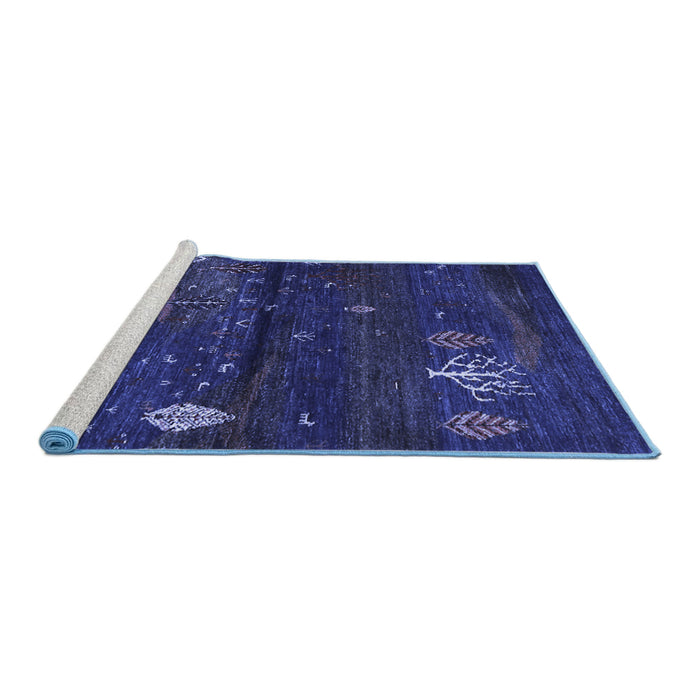 Sideview of Machine Washable Abstract Blue Contemporary Rug, wshcon1604blu
