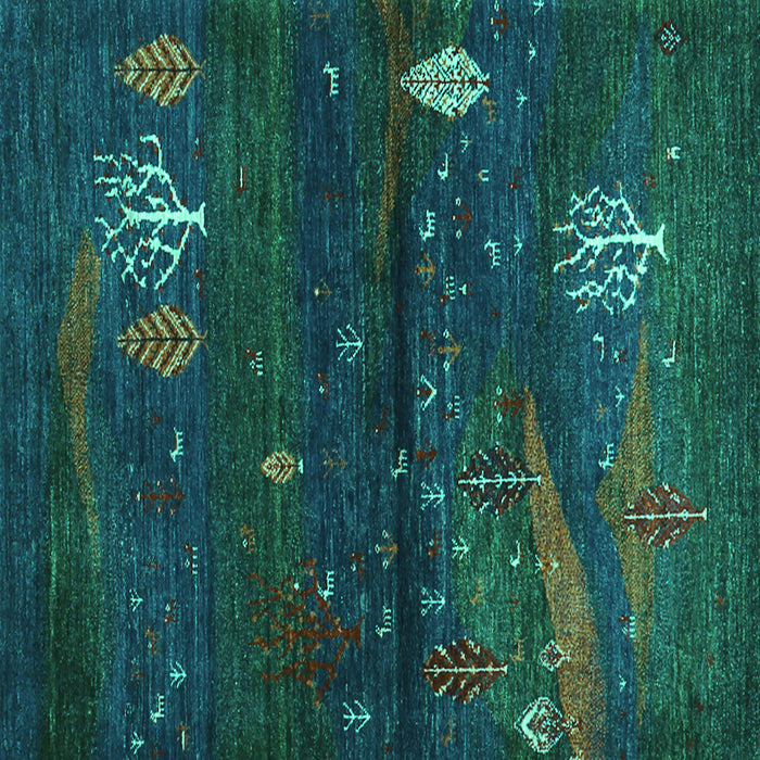 Square Abstract Turquoise Contemporary Rug, con1604turq