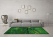 Machine Washable Abstract Green Contemporary Area Rugs in a Living Room,, wshcon1604grn