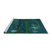 Sideview of Machine Washable Abstract Turquoise Contemporary Area Rugs, wshcon1604turq