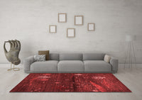 Machine Washable Abstract Red Contemporary Rug, wshcon1604red