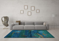 Machine Washable Abstract Light Blue Contemporary Rug, wshcon1604lblu