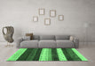 Machine Washable Abstract Emerald Green Contemporary Area Rugs in a Living Room,, wshcon1605emgrn