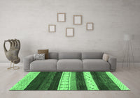 Machine Washable Abstract Emerald Green Contemporary Rug, wshcon1605emgrn