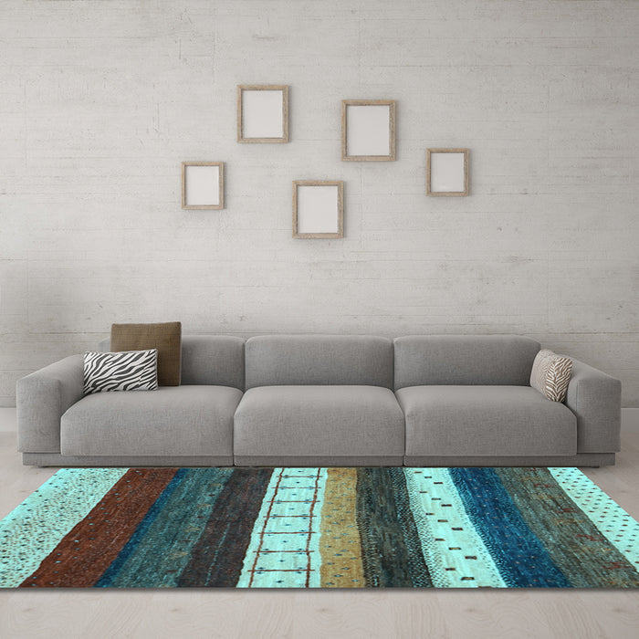 Machine Washable Abstract Light Blue Contemporary Rug in a Living Room, wshcon1605lblu