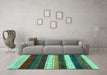 Machine Washable Abstract Turquoise Contemporary Area Rugs in a Living Room,, wshcon1605turq