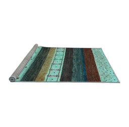 Sideview of Machine Washable Abstract Light Blue Contemporary Rug, wshcon1605lblu