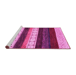 Sideview of Machine Washable Abstract Pink Contemporary Rug, wshcon1605pnk