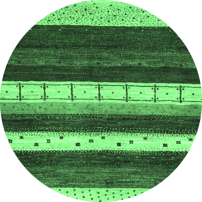 Round Abstract Emerald Green Contemporary Rug, con1605emgrn