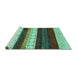 Sideview of Machine Washable Abstract Turquoise Contemporary Area Rugs, wshcon1605turq