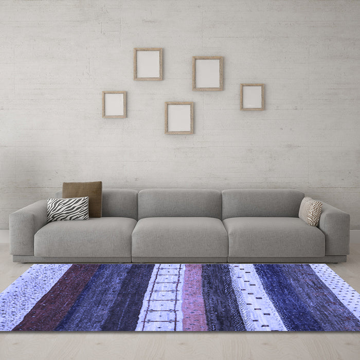 Machine Washable Abstract Blue Contemporary Rug in a Living Room, wshcon1605blu