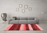 Machine Washable Abstract Red Contemporary Rug, wshcon1605red