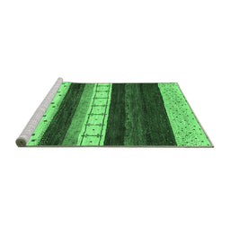 Sideview of Machine Washable Abstract Emerald Green Contemporary Area Rugs, wshcon1605emgrn