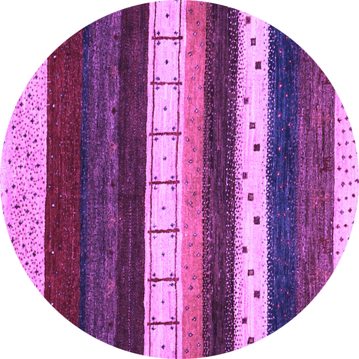 Round Abstract Purple Contemporary Rug, con1605pur