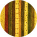 Round Abstract Yellow Contemporary Rug, con1605yw