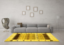Machine Washable Solid Yellow Modern Rug in a Living Room, wshcon1606yw