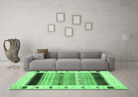 Machine Washable Solid Emerald Green Modern Rug, wshcon1606emgrn