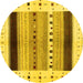 Round Solid Yellow Modern Rug, con1606yw