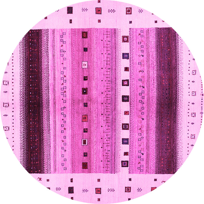 Round Machine Washable Solid Pink Modern Rug, wshcon1606pnk
