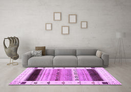 Machine Washable Solid Purple Modern Area Rugs in a Living Room, wshcon1606pur